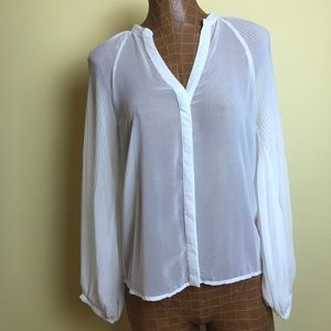 See Through NWT Poet Blouse, White by Esley Collection